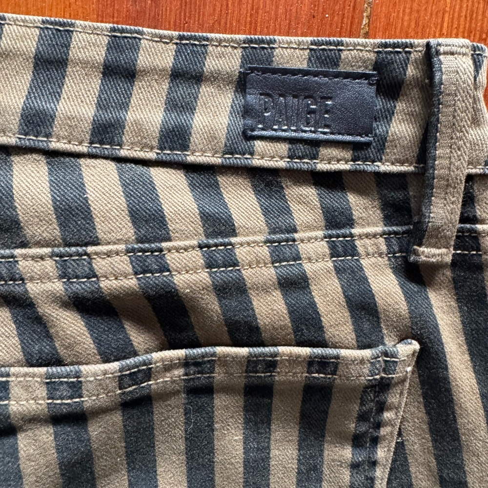 PAIGE Women's Skinny Jeans in Brown and Black Stripes